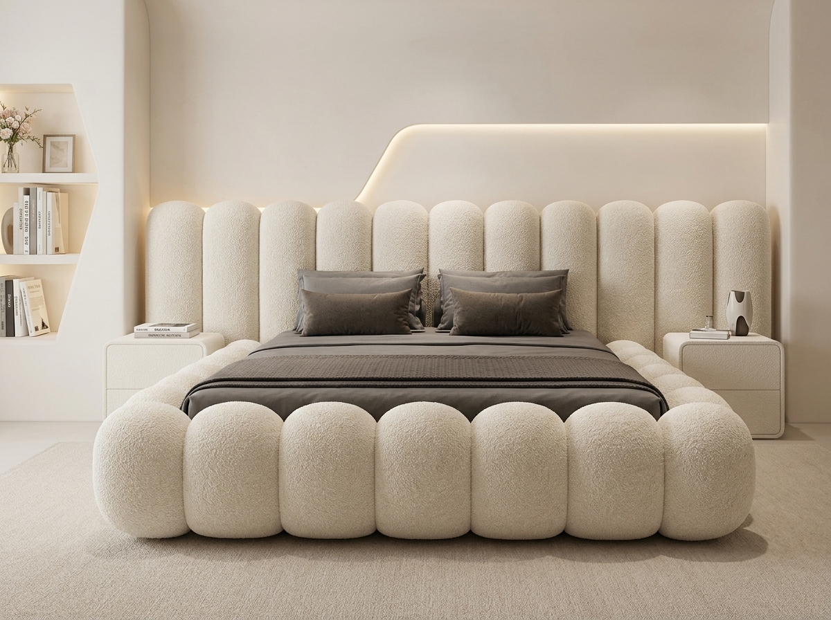 Cama concepto burbujas boucle beige, Dormitorios & Camas